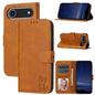 Embossed Happy Cat Pattern Flip Leather Phone Case, For iPhone Air, For iPhone 16 Pro Max, For iPhone 16 Pro, For iPhone 16