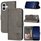 Embossed Happy Cat Pattern Flip Leather Phone Case, For iPhone 17e / 16e, For iPhone 17 Pro Max, For iPhone 17 Pro, For iPhone 17
