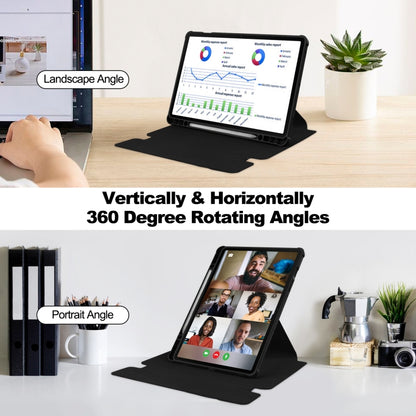 360 Rotation Transparent Smart Leather Case with Keyboard, For Samsung Galaxy Tab S9, For Samsung Galaxy Tab S9+