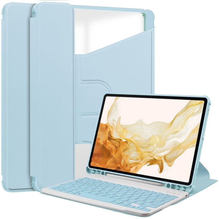 360 Rotation Transparent Smart Leather Case with Keyboard, For Samsung Galaxy Tab S9, For Samsung Galaxy Tab S9+