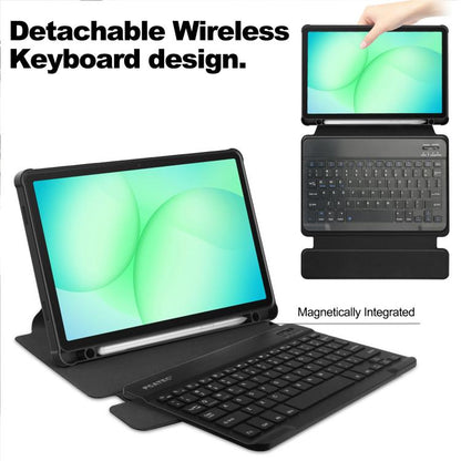 360 Rotation Transparent Smart Leather Case with Keyboard, For Samsung Galaxy Tab A11+, For Samsung Galaxy Tab S9 FE / S10 FE, For Samsung Galaxy Tab S9 FE+ / S10+, For Samsung Galaxy Tab A9+