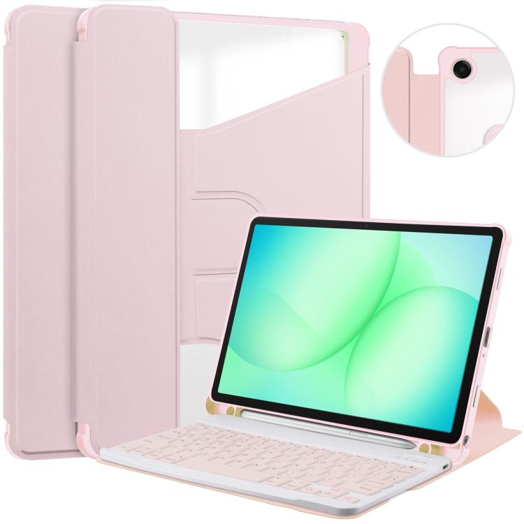 360 Rotation Transparent Smart Leather Case with Keyboard, For Samsung Galaxy Tab A11+, For Samsung Galaxy Tab S9 FE / S10 FE, For Samsung Galaxy Tab S9 FE+ / S10+, For Samsung Galaxy Tab A9+