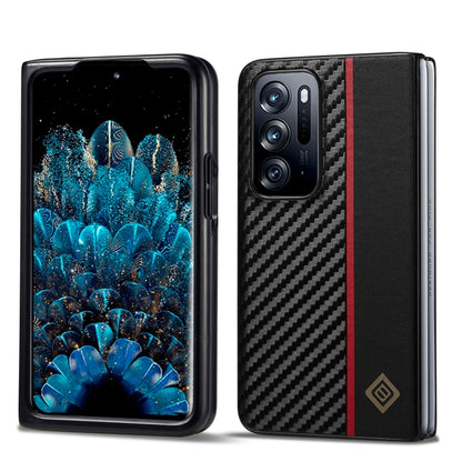 LC.IMEEKE 3 in 1 Carbon Fiber Texture Shockproof Phone Case, For OPPO Find N3 Flip, For OPPO Find N