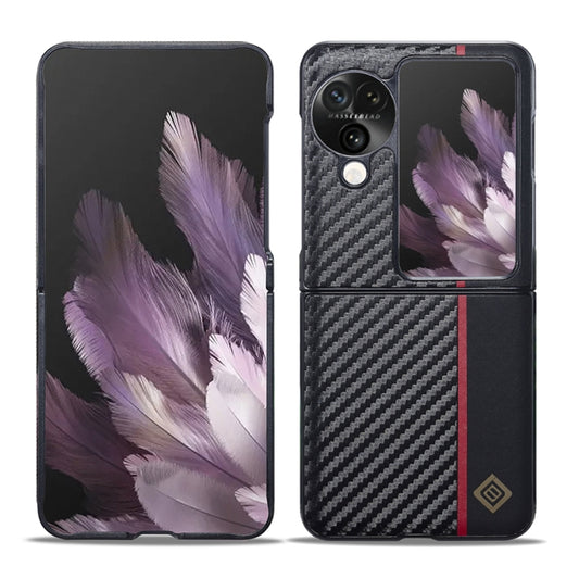 LC.IMEEKE 3 in 1 Carbon Fiber Texture Shockproof Phone Case, For OPPO Find N3 Flip, For OPPO Find N