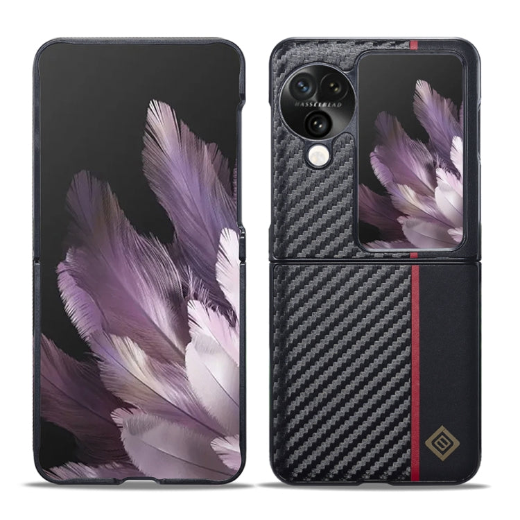 LC.IMEEKE 3 in 1 Carbon Fiber Texture Shockproof Phone Case, For OPPO Find N3 Flip, For OPPO Find N