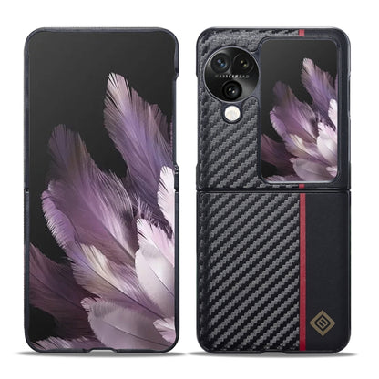 LC.IMEEKE 3 in 1 Carbon Fiber Texture Shockproof Phone Case, For OPPO Find N3 Flip, For OPPO Find N