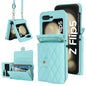 Rhombic Texture Card Bag PU Phone Case with Long Lanyard, For Samsung Galaxy Z Flip5, For Samsung Galaxy Z Flip4, For Samsung Galaxy Z Flip3