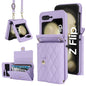 Rhombic Texture Card Bag PU Phone Case with Long Lanyard, For Galaxy Z Flip8 5G, For Samsung Galaxy Z Flip7 FE / Flip6, For Samsung Galaxy Z Flip7 5G