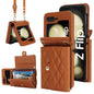 Rhombic Texture Card Bag PU Phone Case with Long Lanyard, For Galaxy Z Flip8 5G, For Samsung Galaxy Z Flip7 FE / Flip6, For Samsung Galaxy Z Flip7 5G