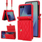 Rhombic Texture Card Bag PU Phone Case with Long Lanyard