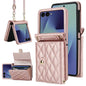 Rhombic Texture Card Bag PU Phone Case with Long Lanyard, For Galaxy Z Flip8 5G, For Samsung Galaxy Z Flip7 FE / Flip6, For Samsung Galaxy Z Flip7 5G