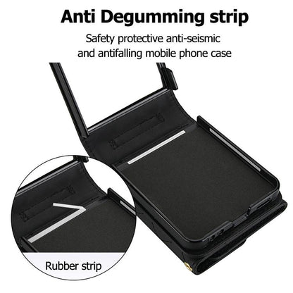 Rhombic Texture Card Bag PU Phone Case with Long Lanyard, For Galaxy Z Flip8 5G, For Samsung Galaxy Z Flip7 FE / Flip6, For Samsung Galaxy Z Flip7 5G