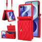 Rhombic Texture Card Bag PU Phone Case with Long Lanyard, For Galaxy Z Flip8 5G, For Samsung Galaxy Z Flip7 FE / Flip6, For Samsung Galaxy Z Flip7 5G