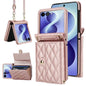 Rhombic Texture Card Bag PU Phone Case with Long Lanyard, For Galaxy Z Flip8 5G, For Samsung Galaxy Z Flip7 FE / Flip6, For Samsung Galaxy Z Flip7 5G