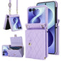 Rhombic Texture Card Bag PU Phone Case with Long Lanyard, For Galaxy Z Flip8 5G, For Samsung Galaxy Z Flip7 FE / Flip6, For Samsung Galaxy Z Flip7 5G