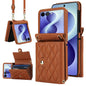 Rhombic Texture Card Bag PU Phone Case with Long Lanyard, For Galaxy Z Flip8 5G, For Samsung Galaxy Z Flip7 FE / Flip6, For Samsung Galaxy Z Flip7 5G