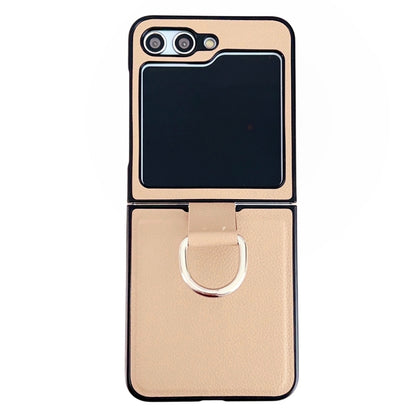 Solid Color Litchi Leather Texture Protective Phone Case with Ring, For Samsung Galaxy Z Flip5