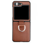 Solid Color Litchi Leather Texture Protective Phone Case with Ring