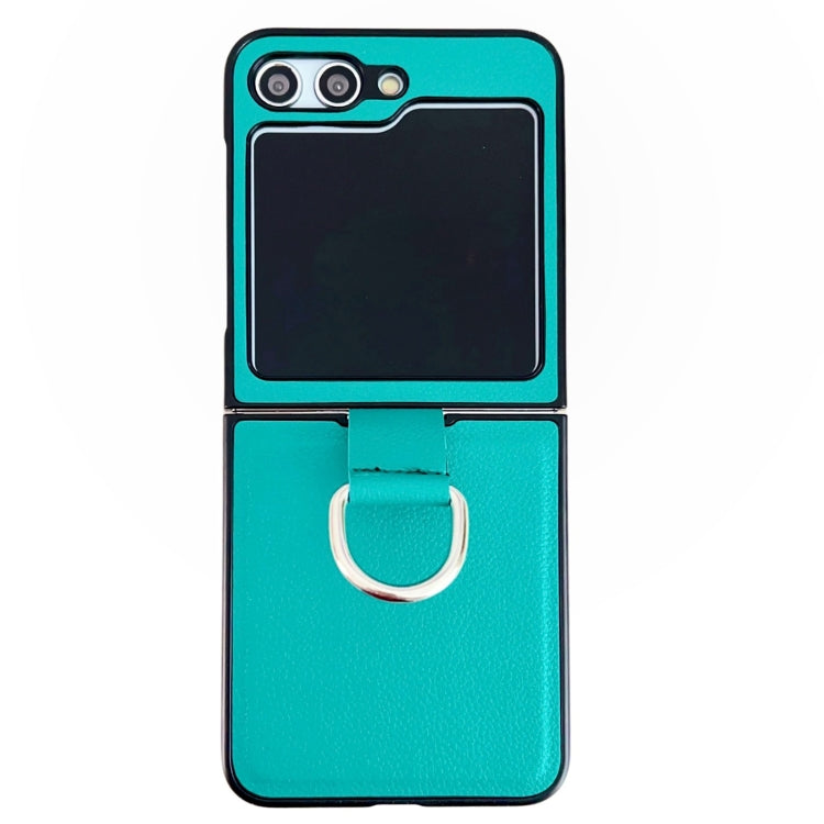 Solid Color Litchi Leather Texture Protective Phone Case with Ring, For Samsung Galaxy Z Flip5