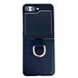 Solid Color Litchi Leather Texture Protective Phone Case with Ring