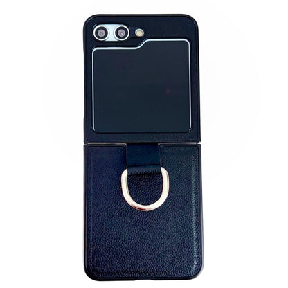Solid Color Litchi Leather Texture Protective Phone Case with Ring, For Samsung Galaxy Z Flip5