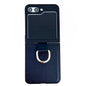 Solid Color Litchi Leather Texture Protective Phone Case with Ring, For Samsung Galaxy Z Flip5