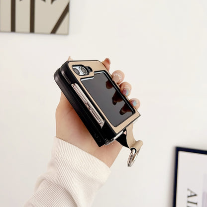 Solid Color Litchi Leather Texture Protective Phone Case with Ring, For Samsung Galaxy Z Flip5
