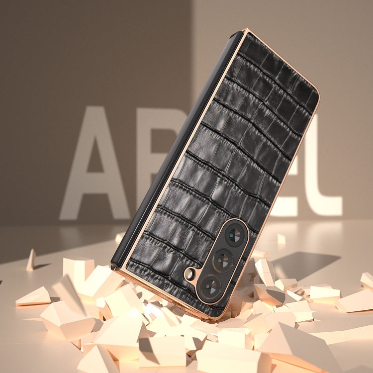 Crocodile Texture Genuine Leather Electroplating Phone Case, For Samsung Galaxy Z Fold5, For Samsung Galaxy S23 FE 5G, For Samsung Galaxy Z Flip5