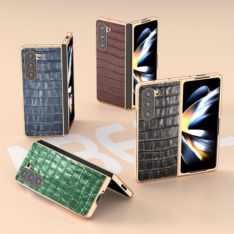 Crocodile Texture Genuine Leather Electroplating Phone Case, For Samsung Galaxy Z Fold5, For Samsung Galaxy S23 FE 5G, For Samsung Galaxy Z Flip5