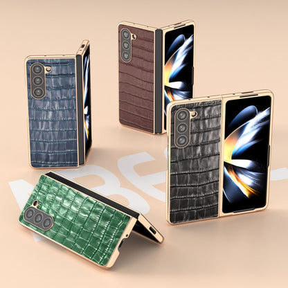 Crocodile Texture Genuine Leather Electroplating Phone Case, For Samsung Galaxy Z Fold5, For Samsung Galaxy S23 FE 5G, For Samsung Galaxy Z Flip5