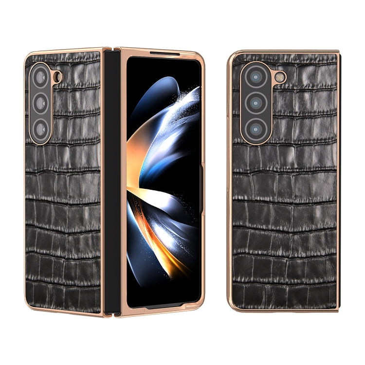 Crocodile Texture Genuine Leather Electroplating Phone Case, For Samsung Galaxy S23 FE 5G, For Samsung Galaxy Z Fold5, For Samsung Galaxy Z Flip5