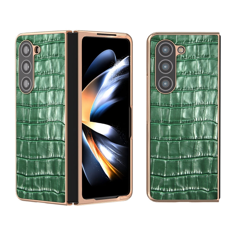 Crocodile Texture Genuine Leather Electroplating Phone Case, For Samsung Galaxy S23 FE 5G, For Samsung Galaxy Z Fold5, For Samsung Galaxy Z Flip5