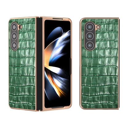 Crocodile Texture Genuine Leather Electroplating Phone Case, For Samsung Galaxy S23 FE 5G, For Samsung Galaxy Z Fold5, For Samsung Galaxy Z Flip5