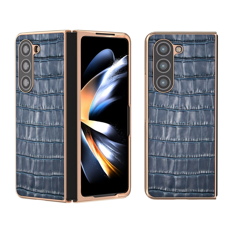 Crocodile Texture Genuine Leather Electroplating Phone Case, For Samsung Galaxy S23 FE 5G, For Samsung Galaxy Z Fold5, For Samsung Galaxy Z Flip5