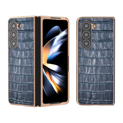 Crocodile Texture Genuine Leather Electroplating Phone Case, For Samsung Galaxy S23 FE 5G, For Samsung Galaxy Z Fold5, For Samsung Galaxy Z Flip5