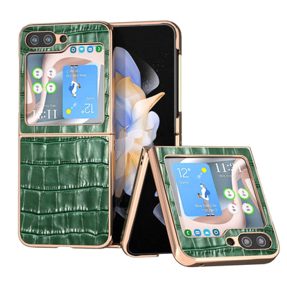 Crocodile Texture Genuine Leather Electroplating Phone Case, For Samsung Galaxy S23 FE 5G, For Samsung Galaxy Z Fold5, For Samsung Galaxy Z Flip5