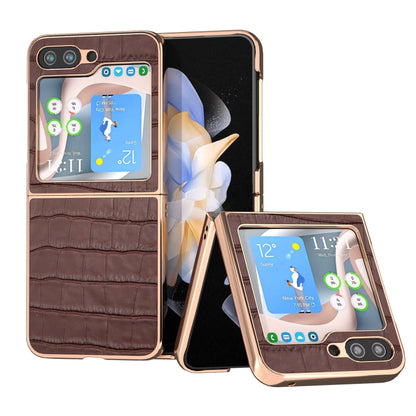 Crocodile Texture Genuine Leather Electroplating Phone Case