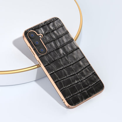 Crocodile Texture Genuine Leather Electroplating Phone Case