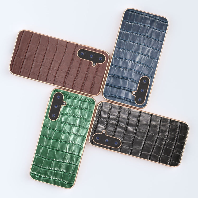 Crocodile Texture Genuine Leather Electroplating Phone Case