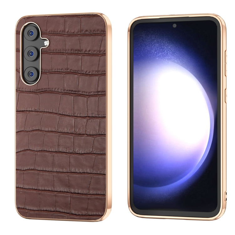 Crocodile Texture Genuine Leather Electroplating Phone Case, For Samsung Galaxy S23 FE 5G, For Samsung Galaxy Z Fold5, For Samsung Galaxy Z Flip5
