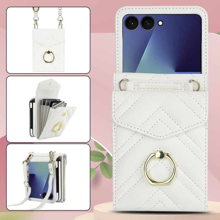 V-shaped RFID Card Slot Phone Case with Ring Holder, For Samsung Galaxy Z Flip7 5G, For Samsung Galaxy Z Flip6 / Flip7 FE, For Samsung Galaxy Z Flip5