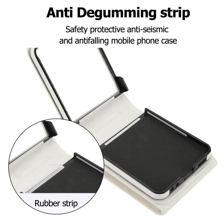 Diamond Lattice RFID Card Slot Phone Case with Ring Holder, For Samsung Galaxy Z Flip7 5G, For Samsung Galaxy Z Flip6 / Flip7 FE, For Samsung Galaxy Z Flip5