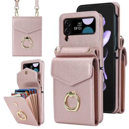 Litchi Texture RFID Card Slot Phone Case with Ring Holder, For Samsung Galaxy Z Flip7 5G, For Samsung Galaxy Z Flip6 / Flip7 FE, For Samsung Galaxy Z Flip5, For Samsung Galaxy Z Flip4
