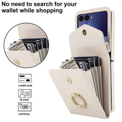 Litchi Texture RFID Card Slot Phone Case with Ring Holder, For Samsung Galaxy Z Flip7 5G, For Samsung Galaxy Z Flip6 / Flip7 FE, For Samsung Galaxy Z Flip5, For Samsung Galaxy Z Flip4