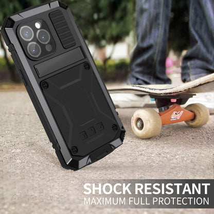 R-JUST Shockproof Life Waterproof Dust-proof Metal + Silicone Phone Case with Holder