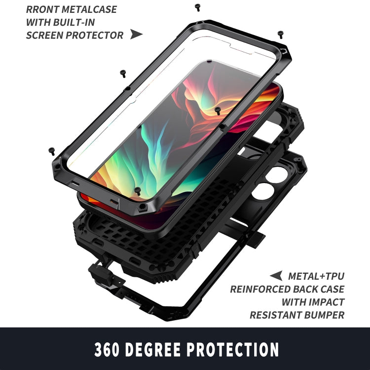 R-JUST Shockproof Life Waterproof Dust-proof Metal + Silicone Phone Case with Holder