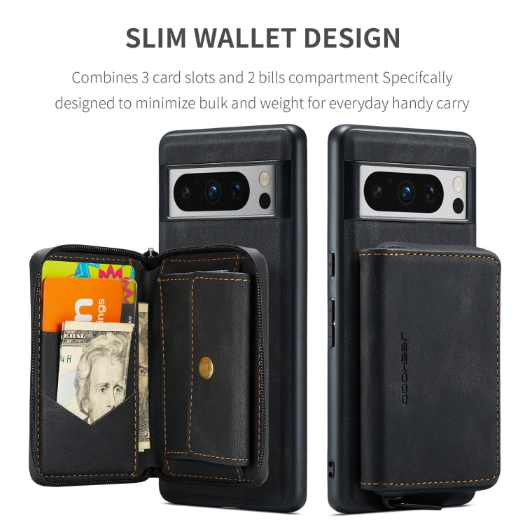 JEEHOOD Magnetic Zipper Wallet Phone Leather Case, For Google Pixel 8 Pro, For Google Pixel 8