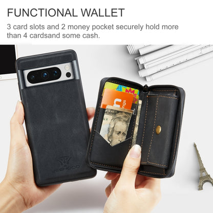 JEEHOOD Magnetic Zipper Wallet Phone Leather Case, For Google Pixel 8 Pro, For Google Pixel 8