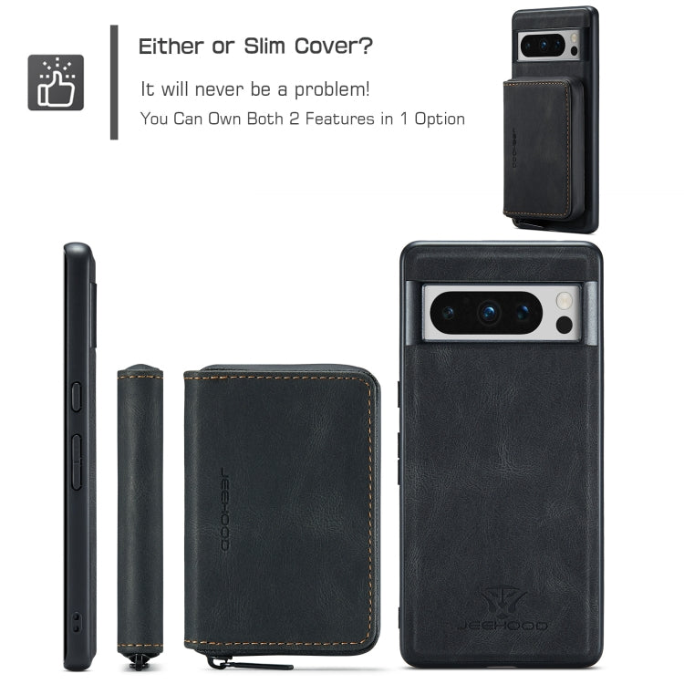JEEHOOD Magnetic Zipper Wallet Phone Leather Case, For Google Pixel 8 Pro, For Google Pixel 8