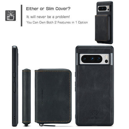 JEEHOOD Magnetic Zipper Wallet Phone Leather Case, For Google Pixel 8 Pro, For Google Pixel 8